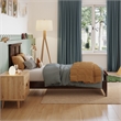 Charlotte Twin Wood Low Profile Platform Bed with Matching Footboard in Walnut
