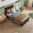 Charlotte Twin Wood Low Profile Platform Bed with Matching Footboard in Walnut