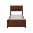 Charlotte Twin Wood Low Profile Platform Bed with Matching Footboard in Walnut