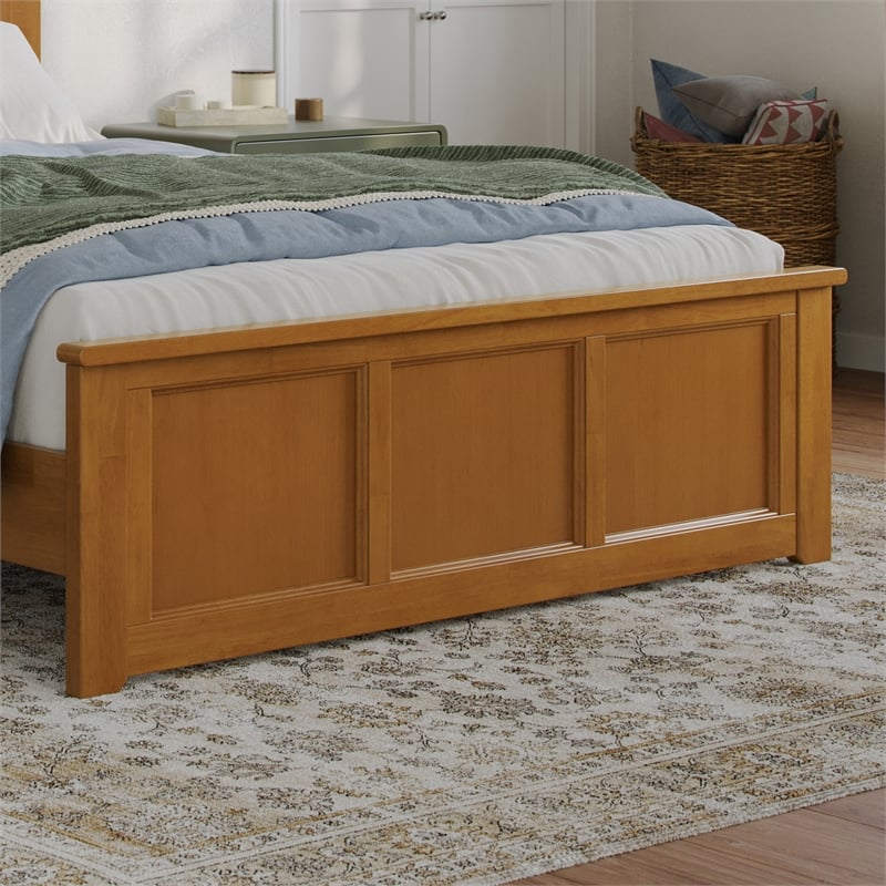 Charlotte Full Low Profile Platform Bed with Matching Footboard in Light Toffee