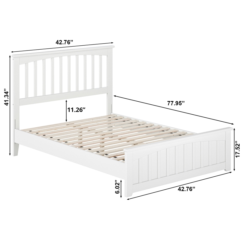 Becket Full Wood Low Profile Platform Bed with Matching Footboard in White