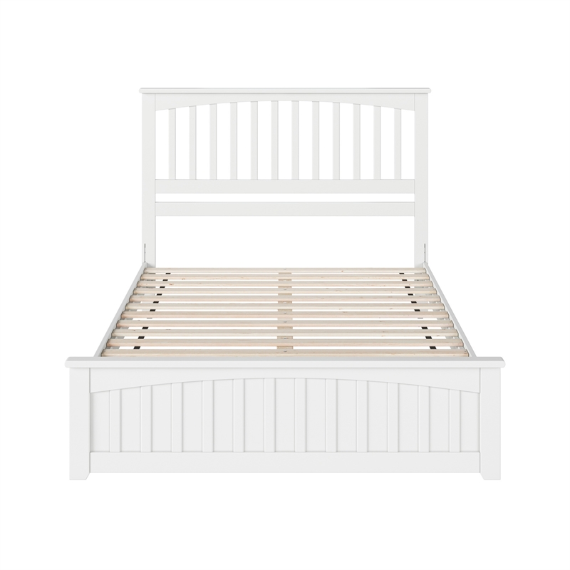 Becket Queen Wood Low Profile Platform Bed with Matching Footboard in White
