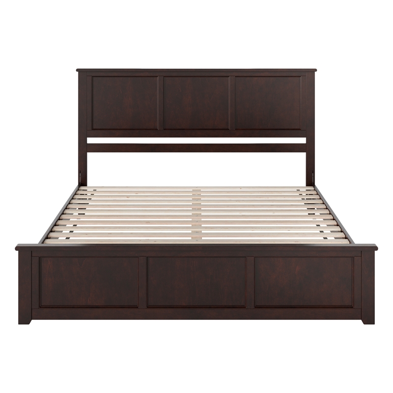 Charlotte King Wood Low Profile Platform Bed with Matching Footboard in Espresso