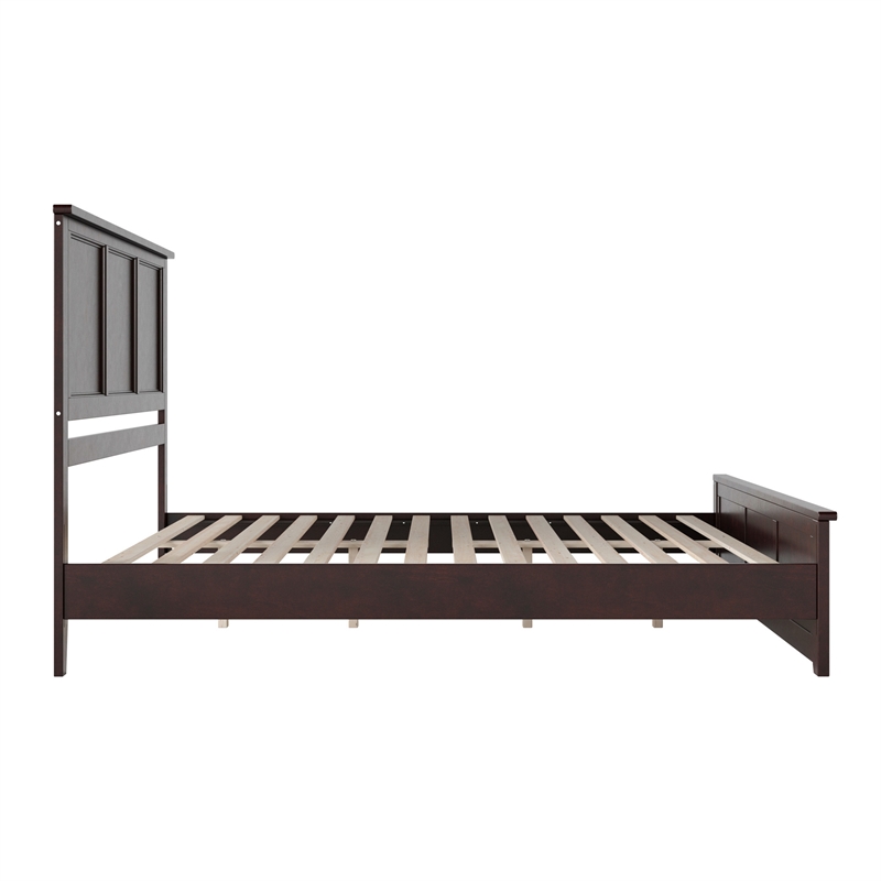 Charlotte King Wood Low Profile Platform Bed with Matching Footboard in Espresso