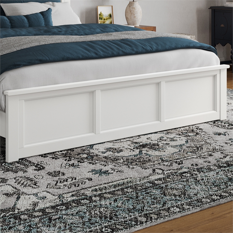 Charlotte King Wood Low Profile Platform Bed with Matching Footboard in White