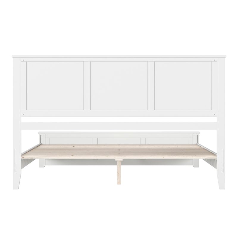 Charlotte King Wood Low Profile Platform Bed with Matching Footboard in White