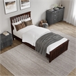 Becket Twin XL Wood Low Profile Platform Bed with Matching Footboard in Walnut