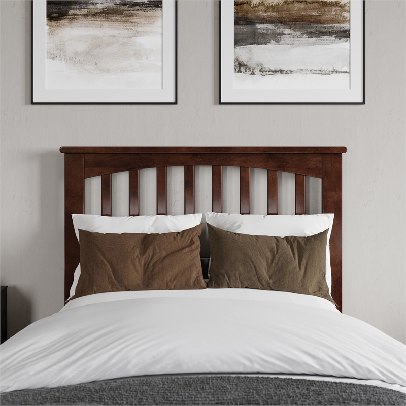 Becket Twin XL Wood Low Profile Platform Bed with Matching Footboard in Walnut
