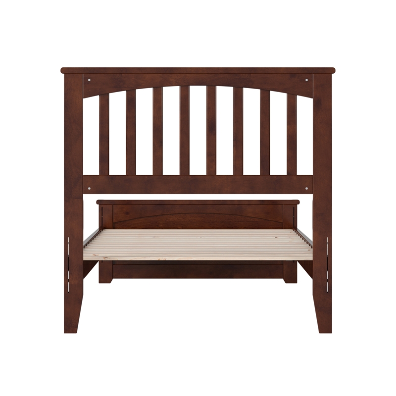 Becket Twin XL Wood Low Profile Platform Bed with Matching Footboard in Walnut