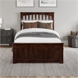Becket Twin XL Wood Low Profile Platform Bed with Matching Footboard in Walnut