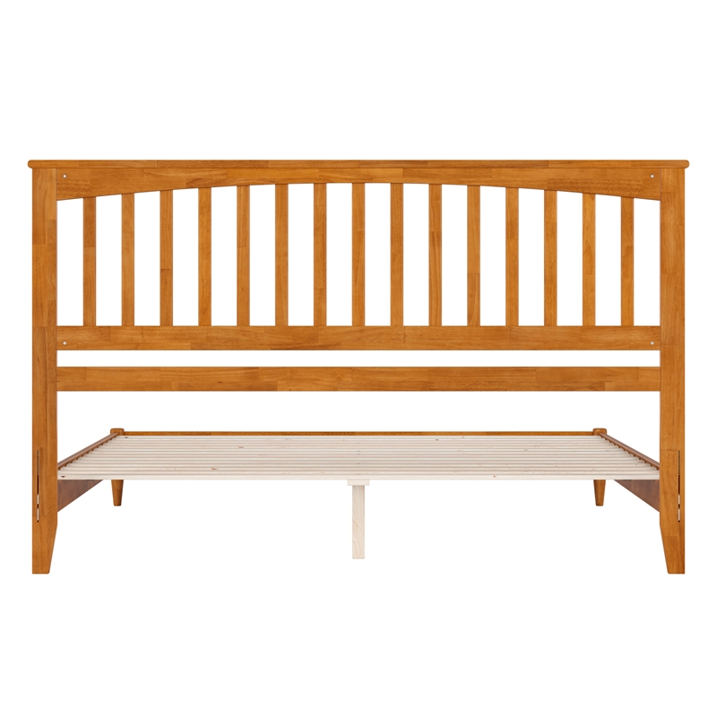 Becket King Wood Low Profile Platform Bed in Light Toffee