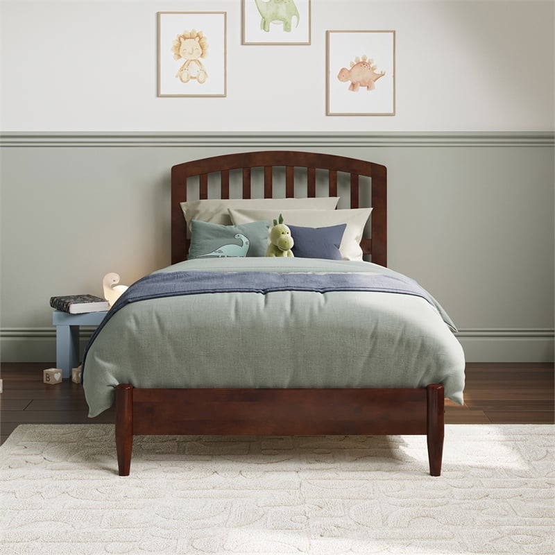 Quincy Twin Wood Low Profile Platform Bed in Walnut