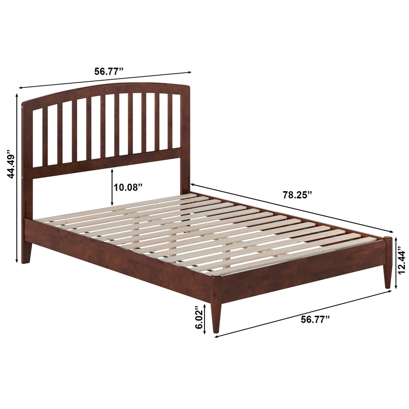 Quincy Full Wood Low Profile Platform Bed in Walnut