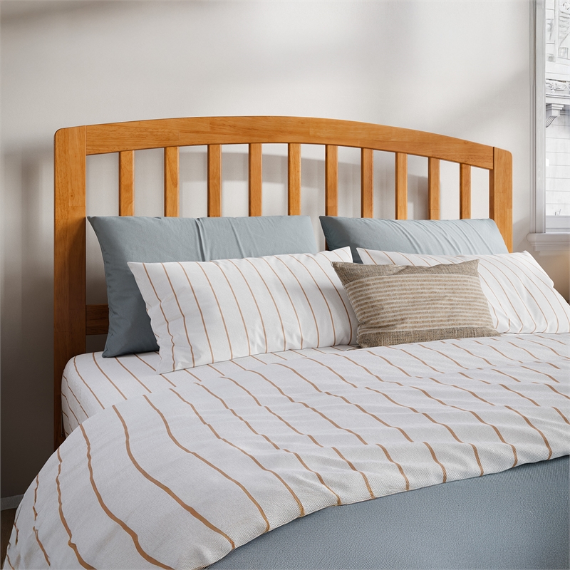 Quincy Full Wood Low Profile Platform Bed in Light Toffee