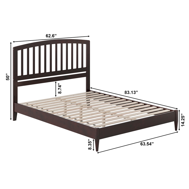 Quincy Queen Wood Low Profile Platform Bed in Espresso