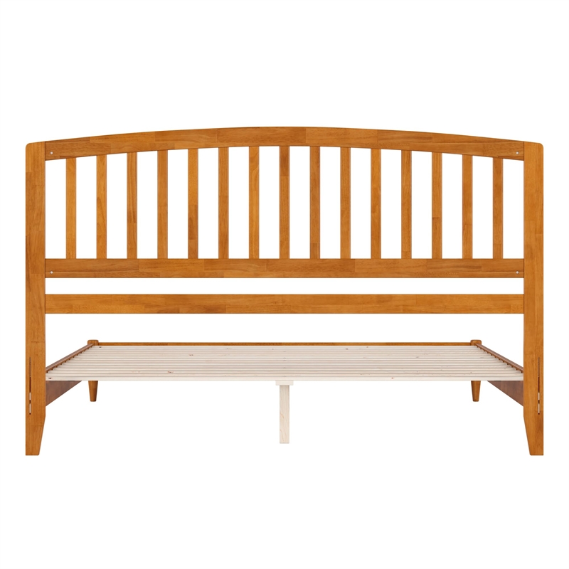 Quincy King Wood Low Profile Platform Bed in Light Toffee