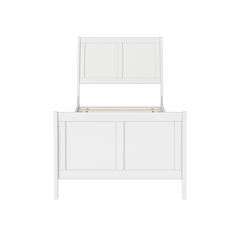 Valencia Twin Wood Low Profile Sleigh Platform Bed w/Matching Footboard in White