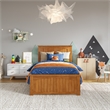 Naples Twin Low Profile Platform Bed with Matching Footboard in Light Toffee