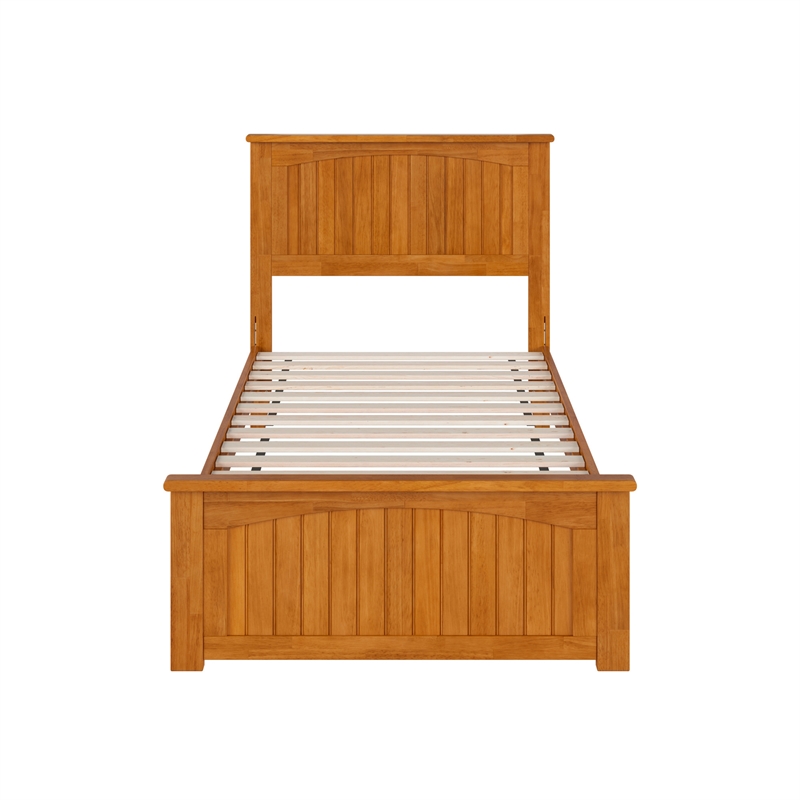 Naples Twin Low Profile Platform Bed with Matching Footboard in Light Toffee