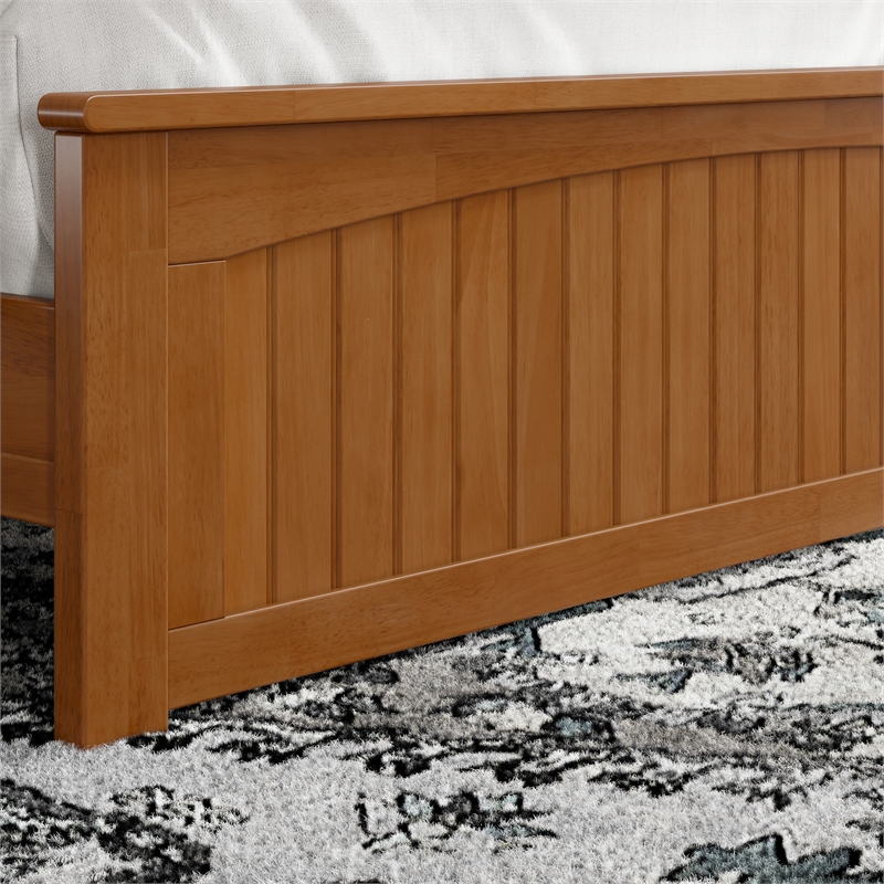 Naples Queen Low Profile Platform Bed with Matching Footboard in Light Toffee