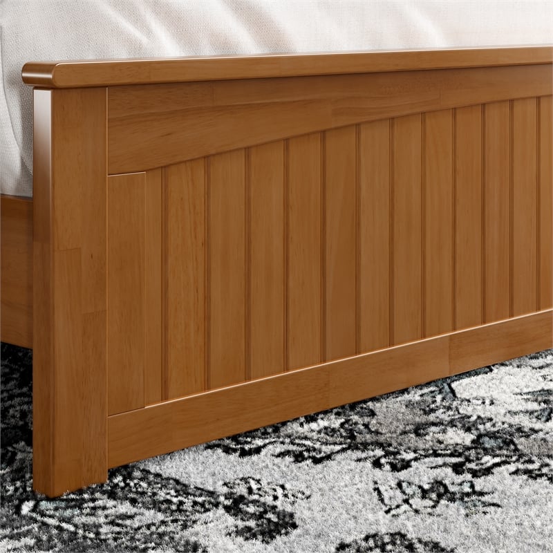 Naples King Low Profile Platform Bed with Matching Footboard in Light Toffee