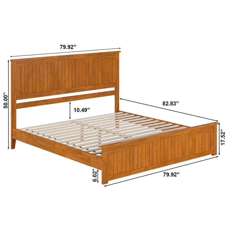 Naples King Low Profile Platform Bed with Matching Footboard in Light Toffee