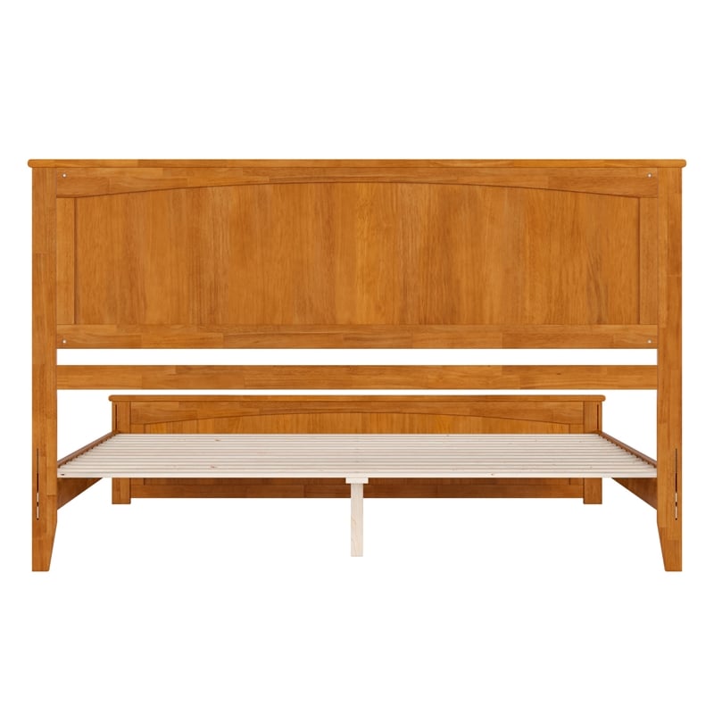 Naples King Low Profile Platform Bed with Matching Footboard in Light Toffee