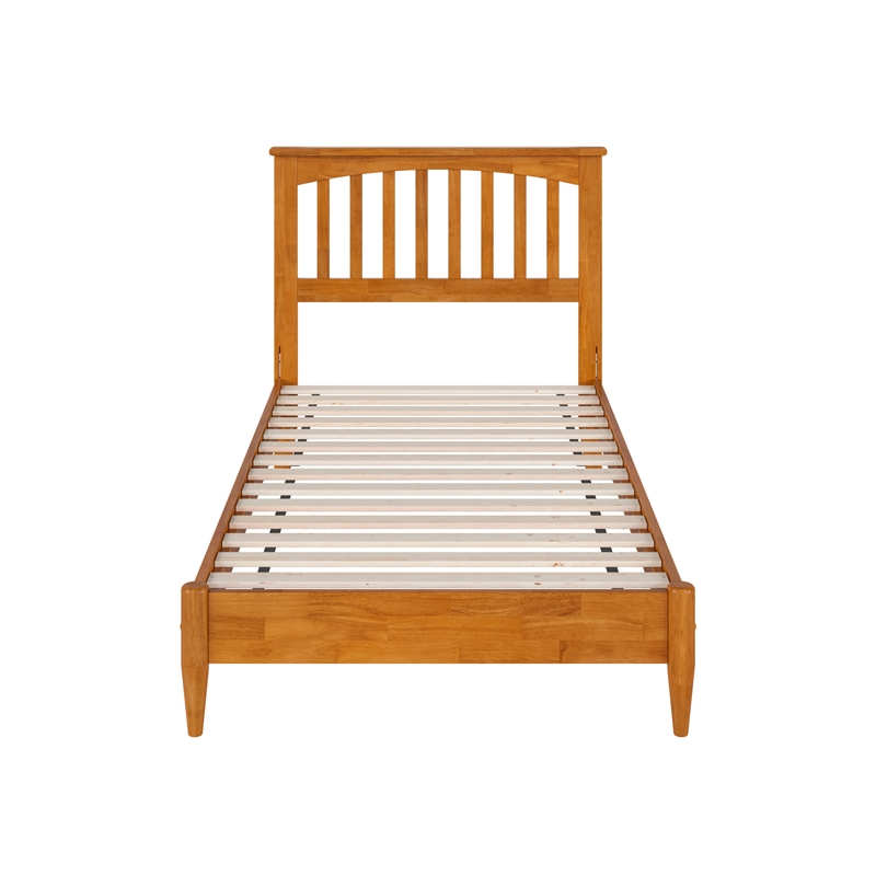 Becket Twin Wood Low Profile Platform Bed in Light Toffee