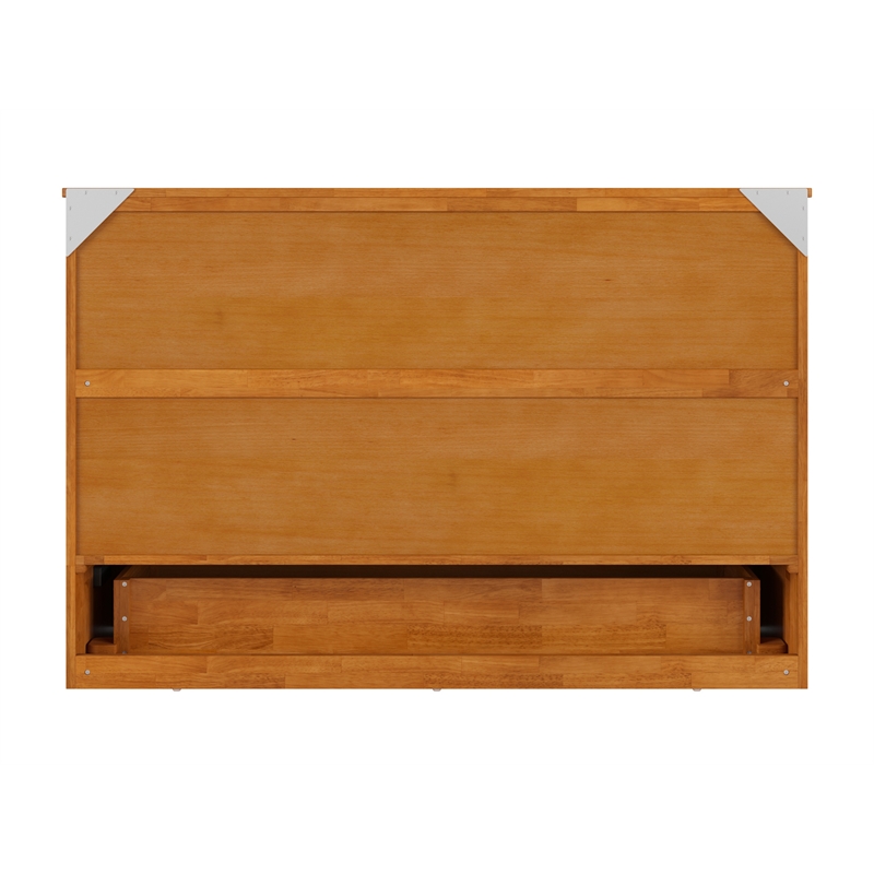 Northfield Queen Solid Wood Murphy Bed Chest with Mattress in Light Toffee