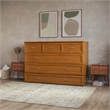 Northfield Queen Solid Wood Murphy Bed Chest with Mattress in Light Toffee