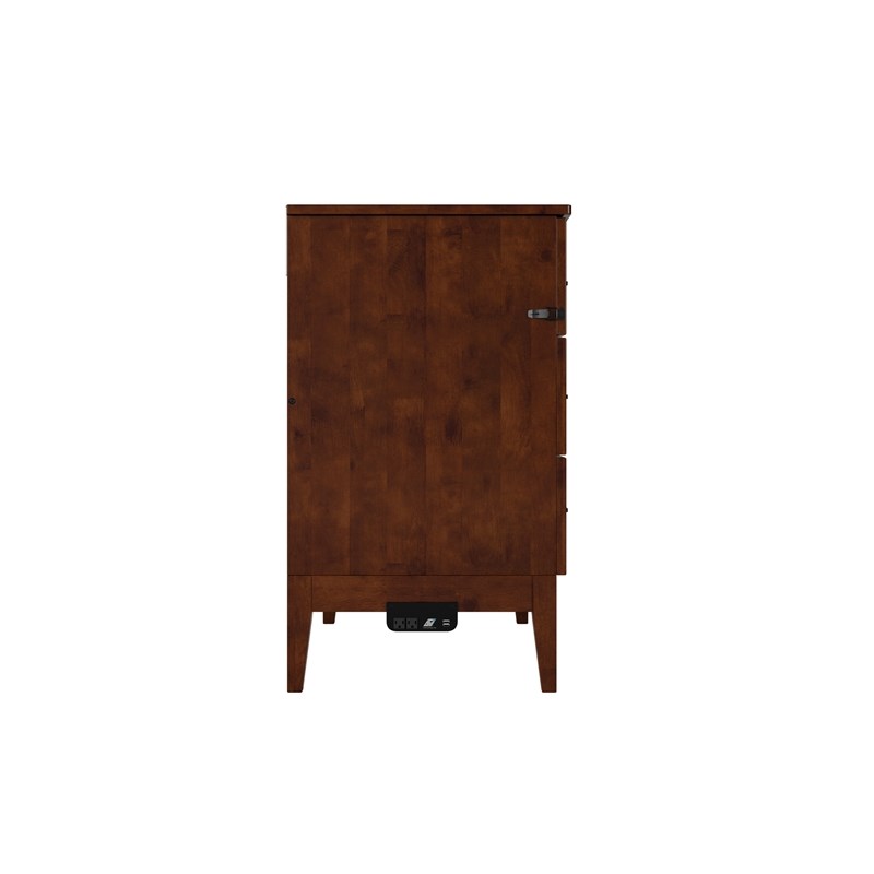 Santa Fe Twin Wood Murphy Bed Chest with Mattress & Built-in Charger in Walnut