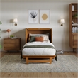 Santa Fe Twin Wood Murphy Bed Chest wMattress & Built-in Charger in Light Toffee