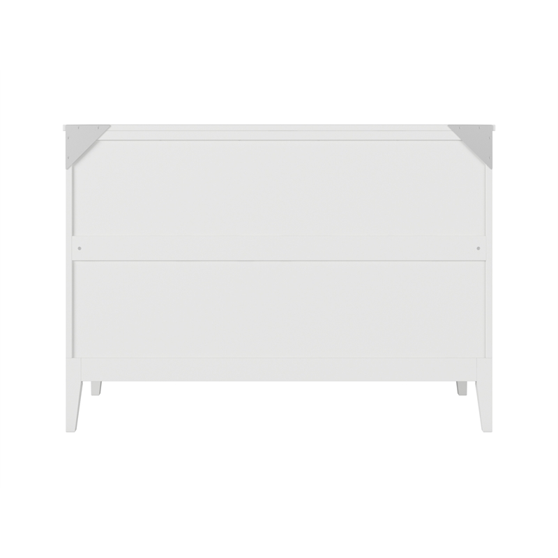 Santa Fe Full Wood Murphy Bed Chest with Mattress & Built-in Charger in White