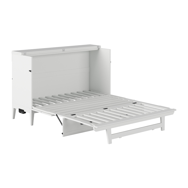 Santa Fe Queen Wood Murphy Bed Chest with Mattress & Built-in Charger in White