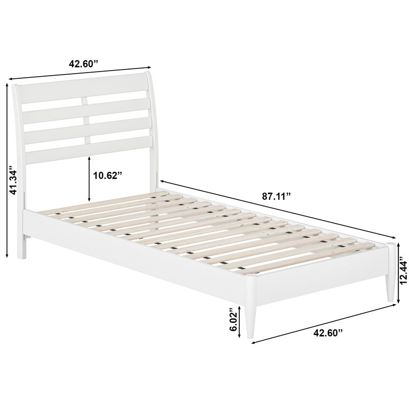 Savannah Twin XL Wood Low Profile Platform Bed in White