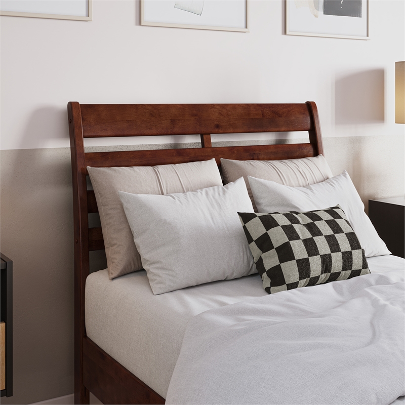 Savannah Twin XL Wood Low Profile Platform Bed in Walnut