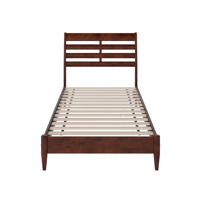 Savannah Twin XL Wood Low Profile Platform Bed in Walnut