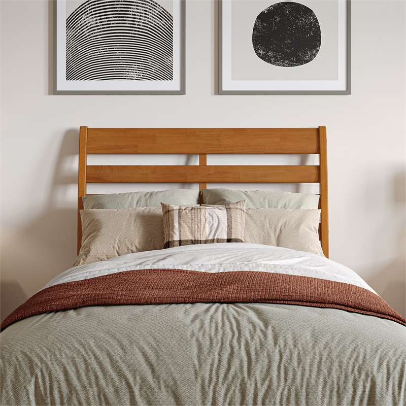 Savannah Twin XL Wood Low Profile Platform Bed in Light Toffee