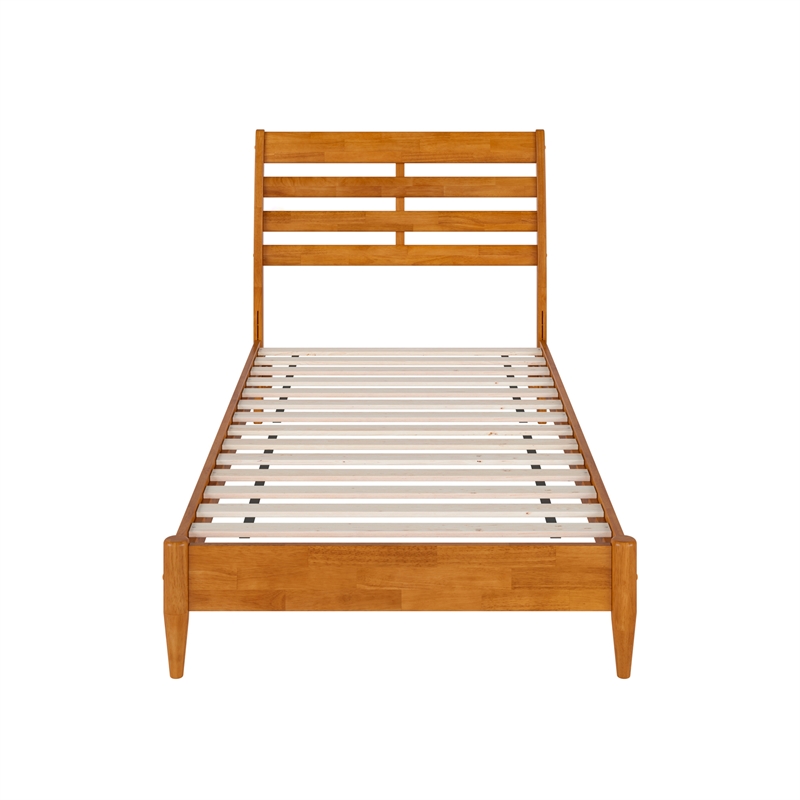 Savannah Twin XL Wood Low Profile Platform Bed in Light Toffee