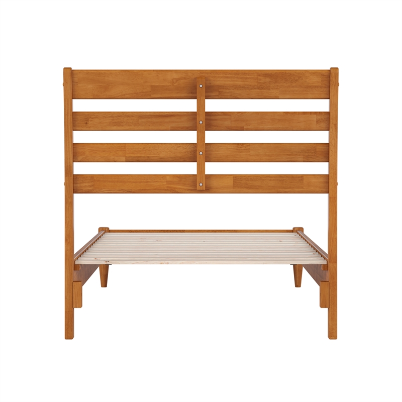 Savannah Twin XL Wood Low Profile Platform Bed in Light Toffee