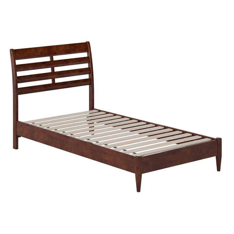 Savannah Twin Wood Low Profile Platform Bed in Walnut