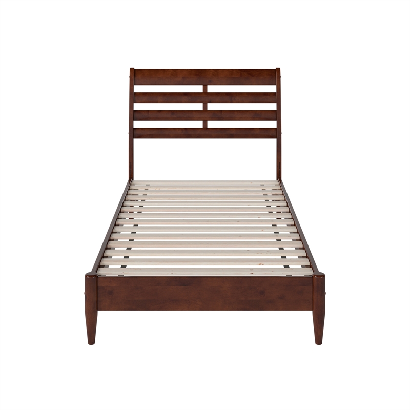 Savannah Twin Wood Low Profile Platform Bed in Walnut