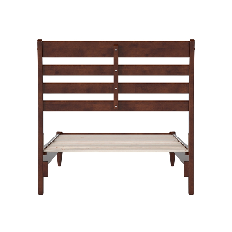 Savannah Twin Wood Low Profile Platform Bed in Walnut