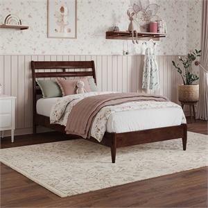 Savannah Twin Wood Low Profile Platform Bed in Walnut