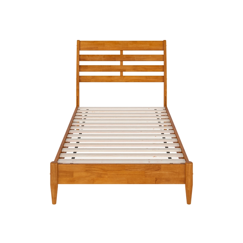 Savannah Twin Wood Low Profile Platform Bed in Light Toffee