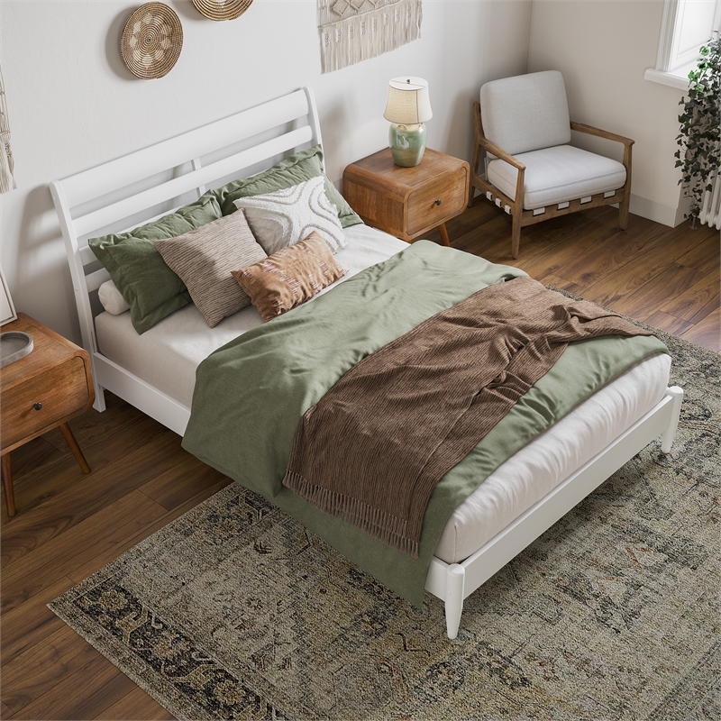 Savannah Full Wood Low Profile Platform Bed in White