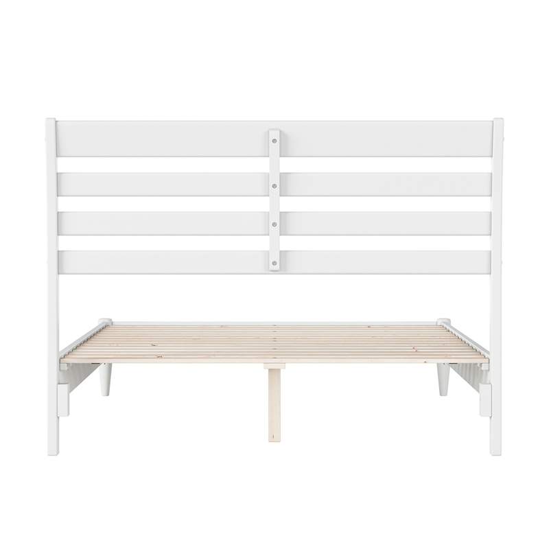 Savannah Full Wood Low Profile Platform Bed in White