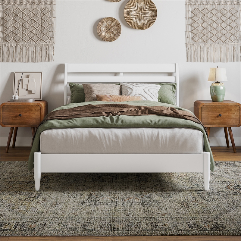 Savannah Full Wood Low Profile Platform Bed in White