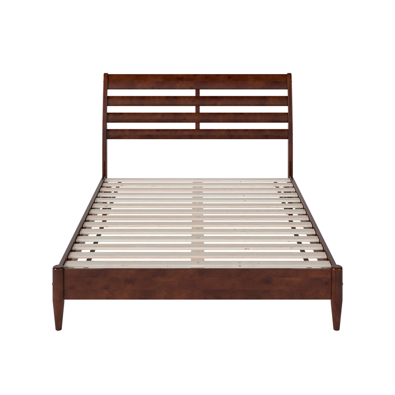 Savannah Full Wood Low Profile Platform Bed in Walnut