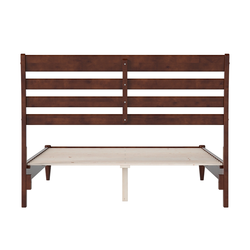 Savannah Full Wood Low Profile Platform Bed in Walnut